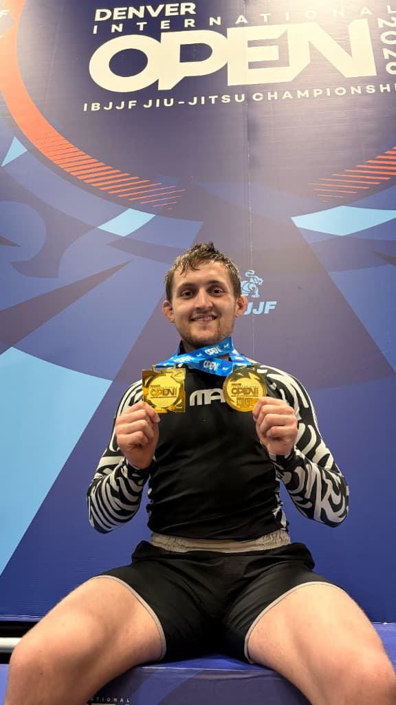 Professor London Horn with IBJJF Open gold medals